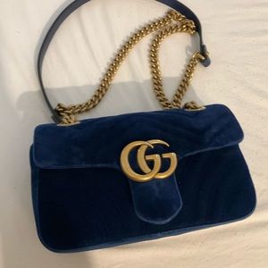 Gucci mini GG Marmont velvet - cobalt blue